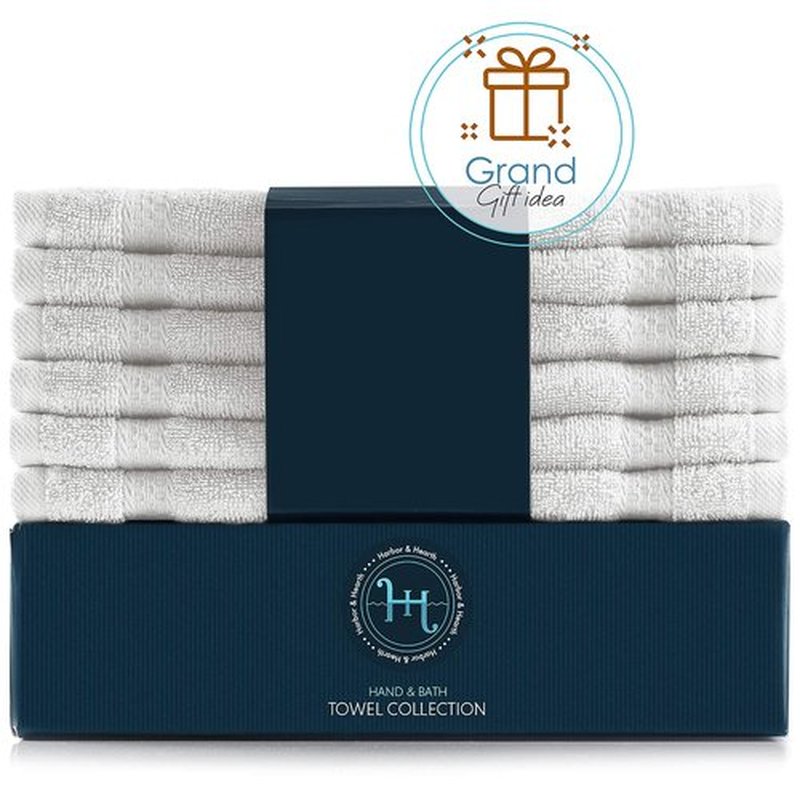 Hearth & Harbor Washcloths 12 Pack - 100% Cotton Washcloth for Body and face, High Absorbent and Soft 13"x13" Body Wash Cloth, Quick Dry - White Washcloths