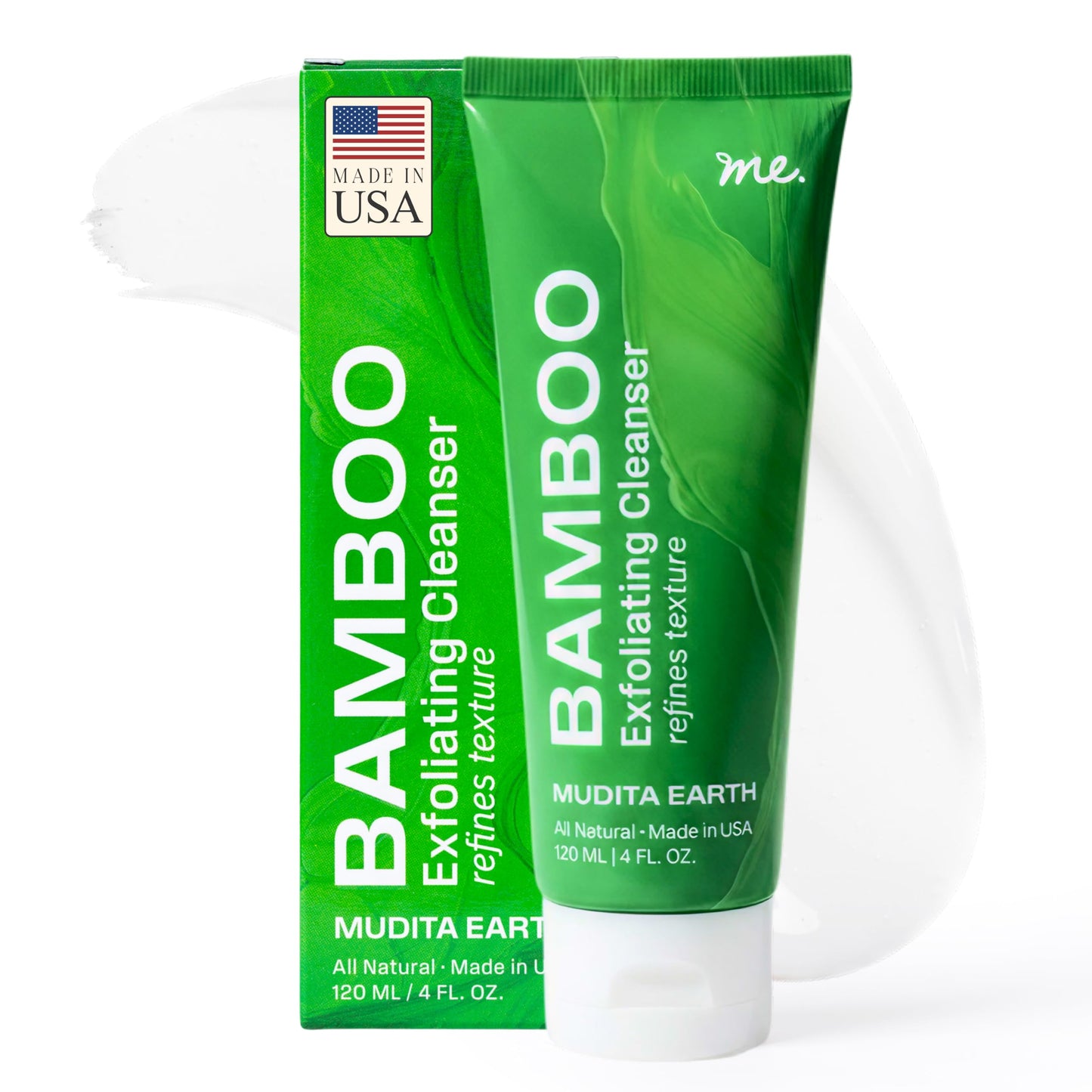 Exfoliating Face Scrub with Bamboo & Papaya Enzyme for Sensitive Skin – Minimizes Pores & Clears Blackheads | Shea Butter & Jojoba | Derm-Tested, Vegan & Fragrance-Free | 4oz | Mudita Earth