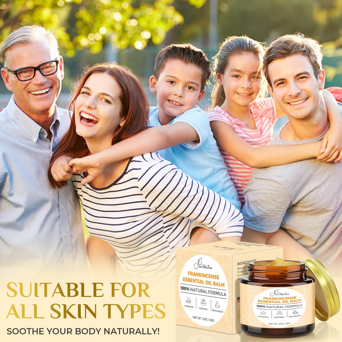 FeeMeFee Frankincense Balm 2oz, Frankincense Essential Oil with Myrrh for Soothing Relief, Muscle Relaxation, Boswellia Serrata, Olive Oil, Vitamin E, Moisturizer for Dry, Cracked Skin