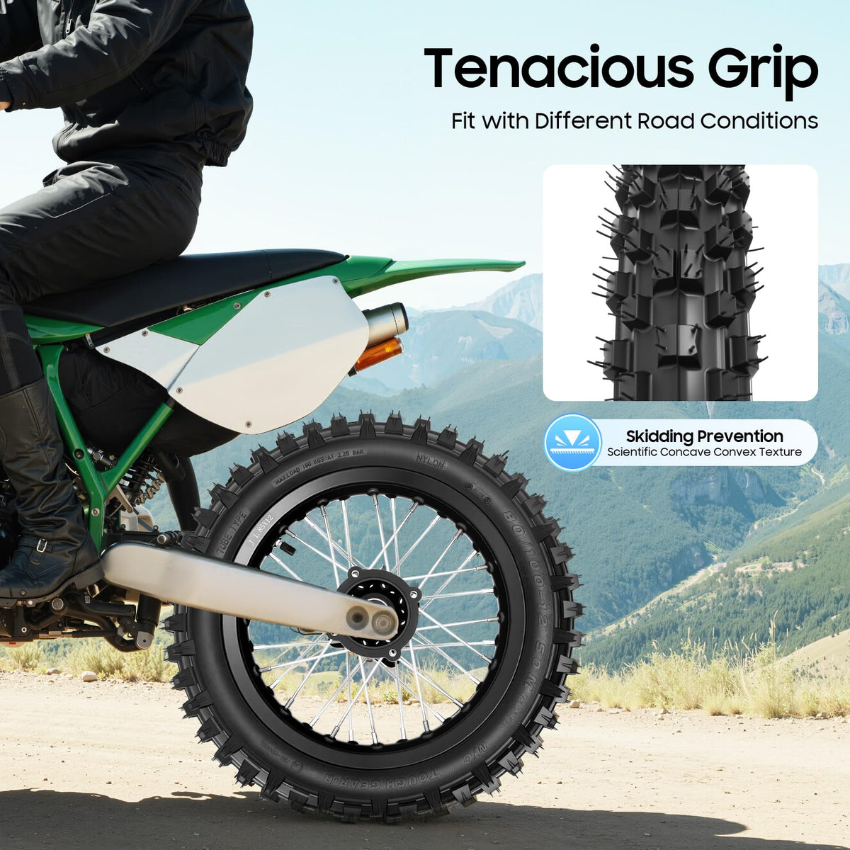 INPAITOO 14" / 12" Wheels Kit, 60/100-14 and 80/100-12 Wheel Tire and Rim Kit, Disc Brake Wheel Tires Rim With 15mm Bearing for Off Road Dirt Pit Bike
