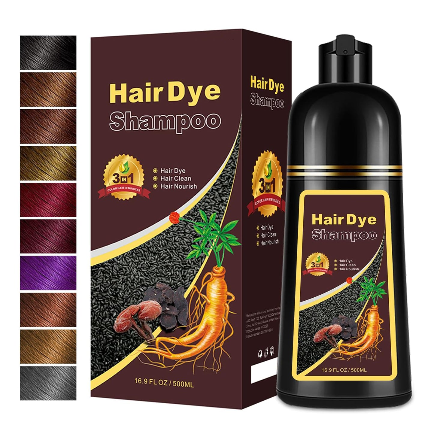 Hair Dye Shampoo 3 in 1, Long-Lasting Hair Color Shampoo with Herbal Ingredients, Instant Magic Hair Dye, Easy Application Shampoo Para Canas for Women Men 16.9 Fl Oz (Purple)