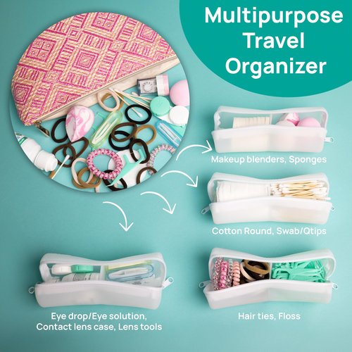 Visfresh Cotton Round Swab Travel Case, 2 in 1 Portable Hair Accessories Organizer, Hair Tie Organizer, Hair Tie Holder, Bobby Pin Holder, Travel Qtips Case, Purse Organization, Floss Holder (Pink)