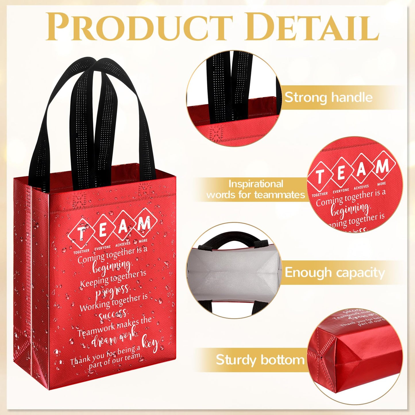 Sweetude Team Employee Appreciation Gifts Bags Reusable with Handles Gift Bags Teacher Appreciation Gift Bag for Staff Office Coworker Team Building(10 Colors,50pcs)