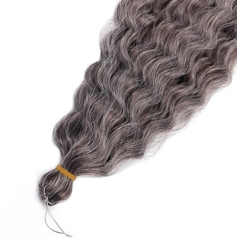 MAYSA Ombre Grey Curly Crochet Hair 22inch 6Packs Ocean Wave Crochet Hair Wavy Synthetic Crochet Hair Ombre Chocolate Brown Mix Ash Silver #4/56C