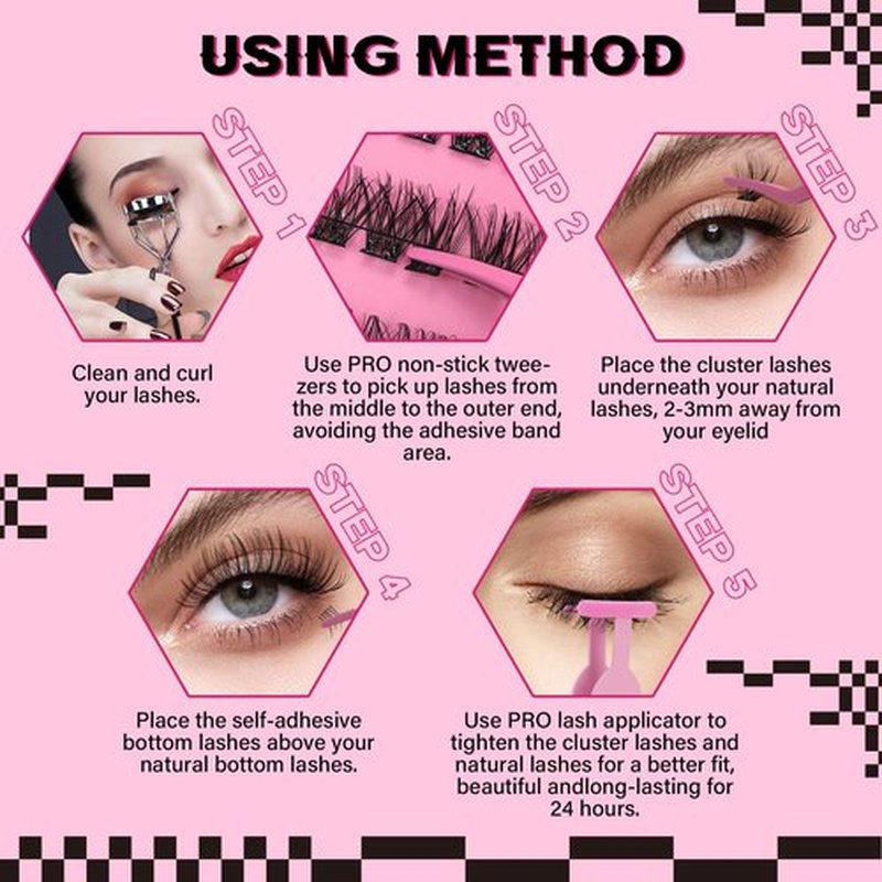 Self Adhesive Eyelashes 48pcs Lash Clusters+48pcs Bottom Lashes Reusable Self Adhesive Lower Lashes No Glue Natural Look Eyelash Clusters Easy For Use(Daisy,D-10-18mix)