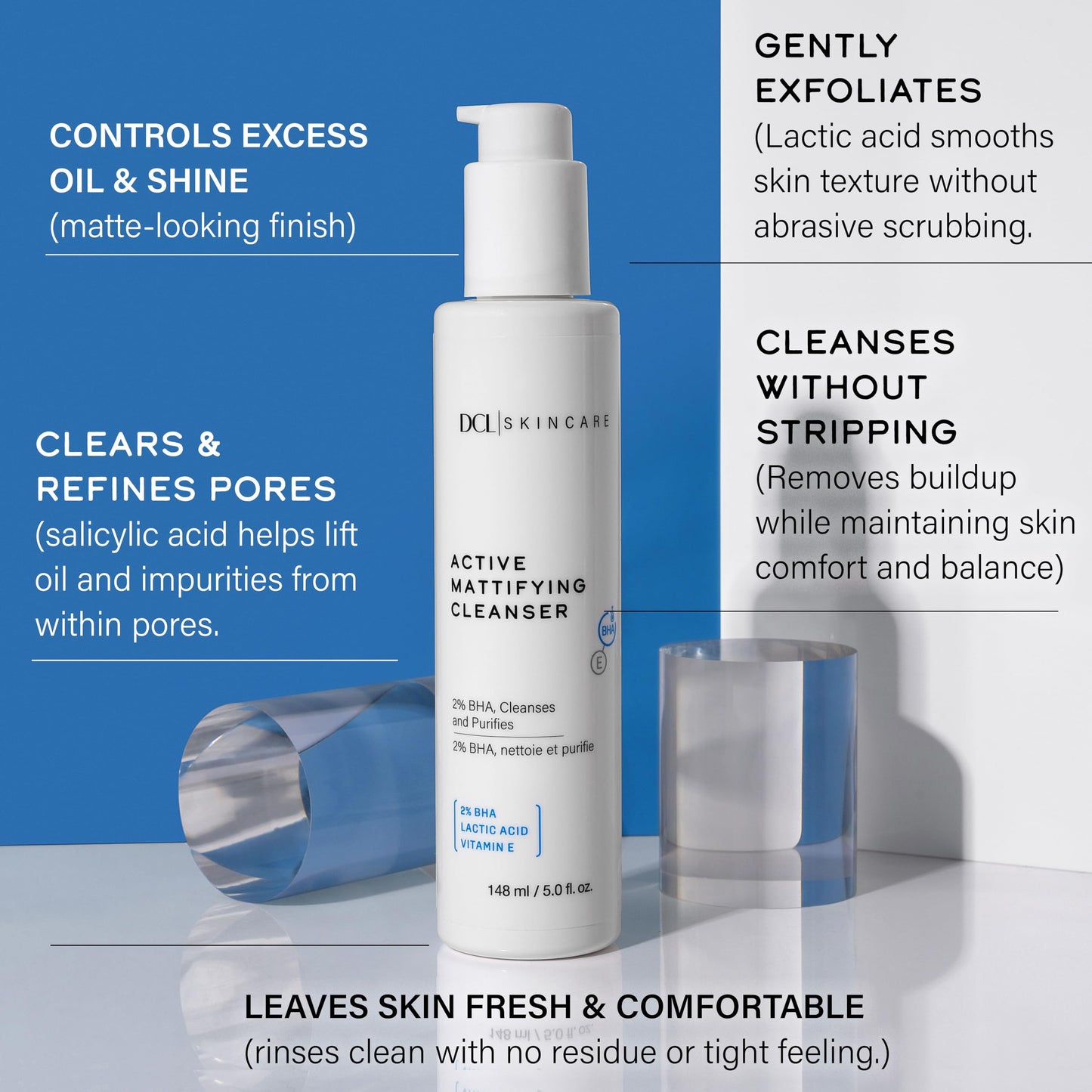 DCL Skincare Active Mattifying Cleanser with 2% Salicylic Acid, 5.0 Fl oz