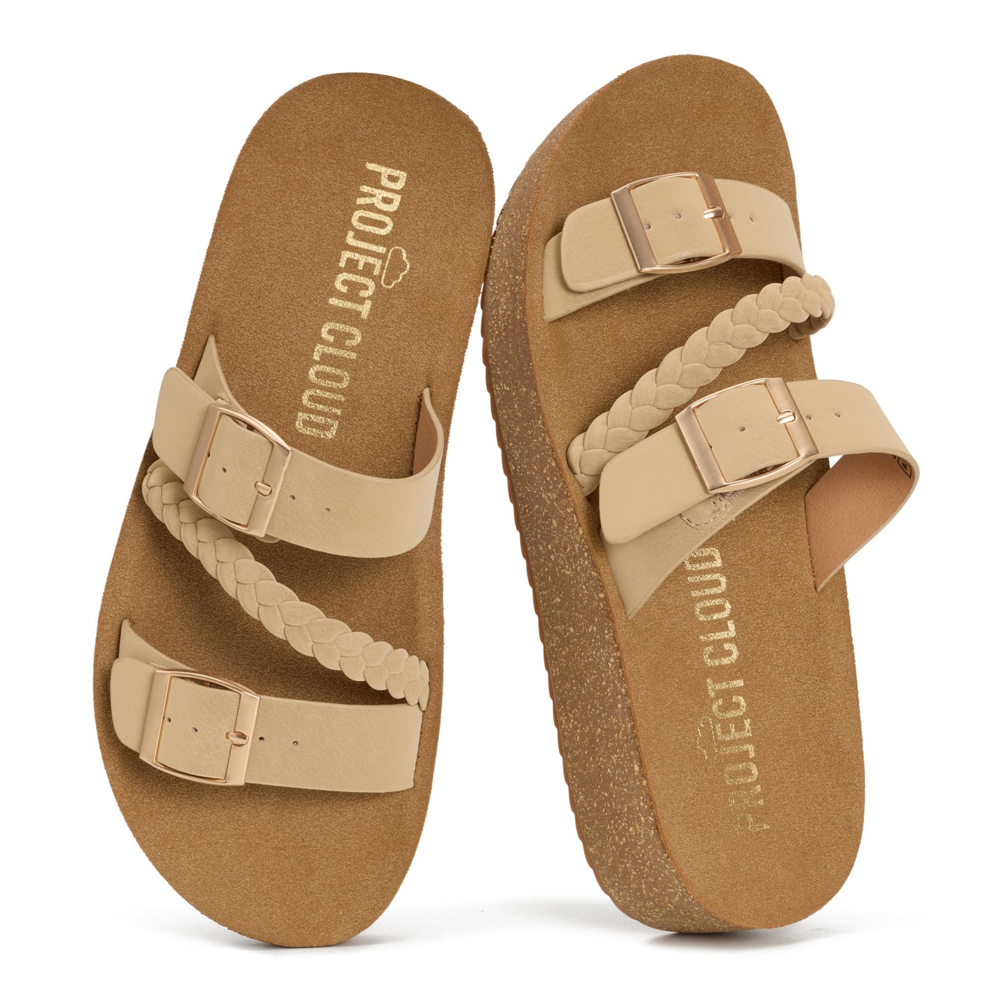 Project Cloud Platform Sandals Women - Eco-Crafted Leather Womens Summer Shoes with Lightweight Adjustable Buckle and Non-Slip Outsole Summer Sandals for Women 2026