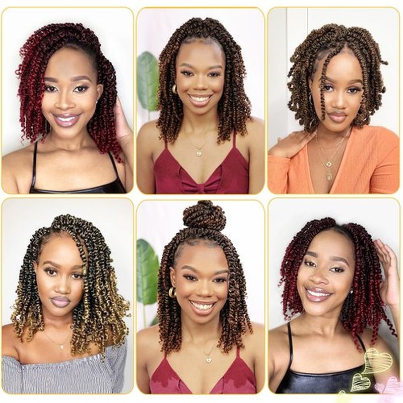 Passion Twist Hair 10 Inch 8 Packs, Pre Twisted Passion Twist Crochet Hair For Black Women, Pre Looped Passion Twist Curly Crochet Hair, Short Crochet Passion Twist Hair (10 Inch (Pack of 8), Gray#)