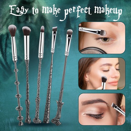 Wand Makeup Brushes Set, WeChip Make Up Brush Set for Women Girls 5pcs(Silver)