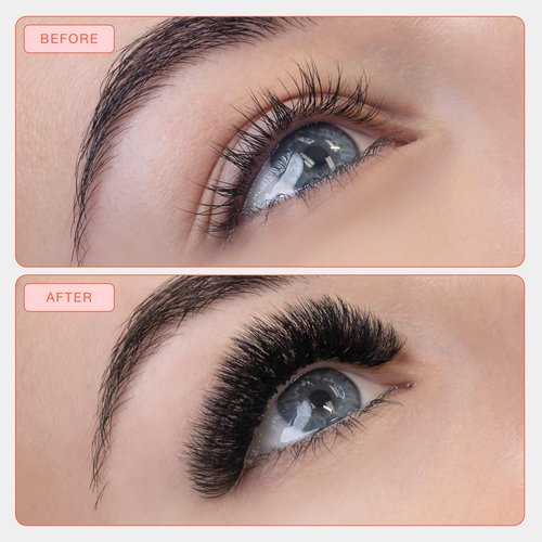Curacoro Promade 500 Fans - Handmade Volume Promade Eyelashes Fans, 3D To 16D, C CC D DD L M Curl, Thickness 0.03~0.1mm, 8-20mm Length, Professional Long-Lasting Promade Lash Fans (9D-0.05 CC, 10 mm)