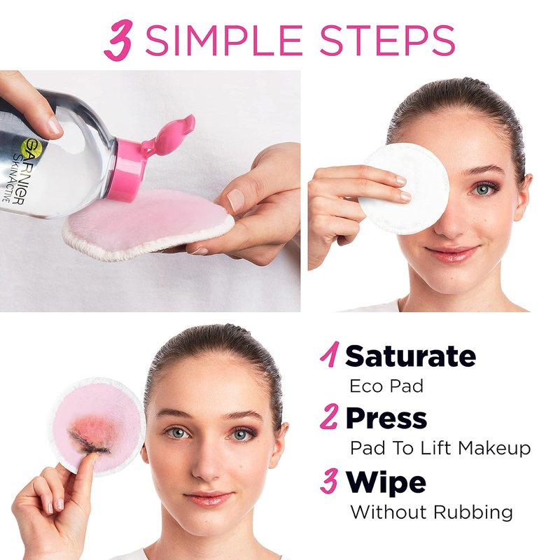 Garnier Micellar Cleansing Eco Pads - Reusable Ultra-Soft Microfiber | 3 Pack
