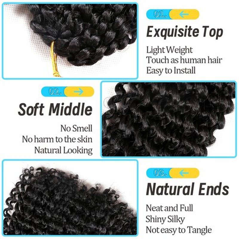 8 Inch Short Passion Twist Hair 6 Bundles Kinky Curly Crochet Hair for Black Women Curly Braiding Hair Crochet Braids Hair (6Bundles8 Inch, 1B#)