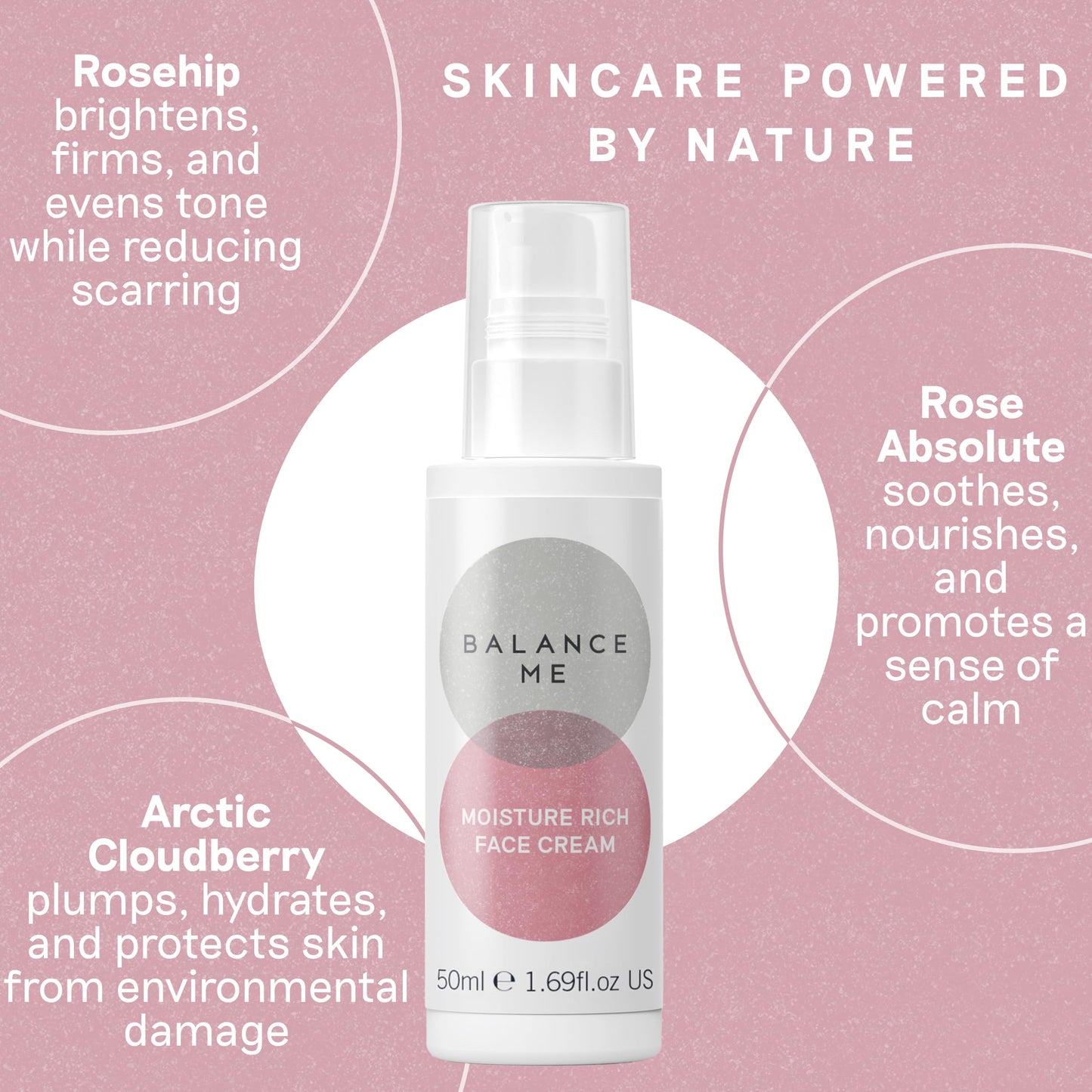 Balance Me Moisture Rich Face Cream 1.7 fl oz, Face Moisturizer for Dry Skin, Hydration and Reducing Redness