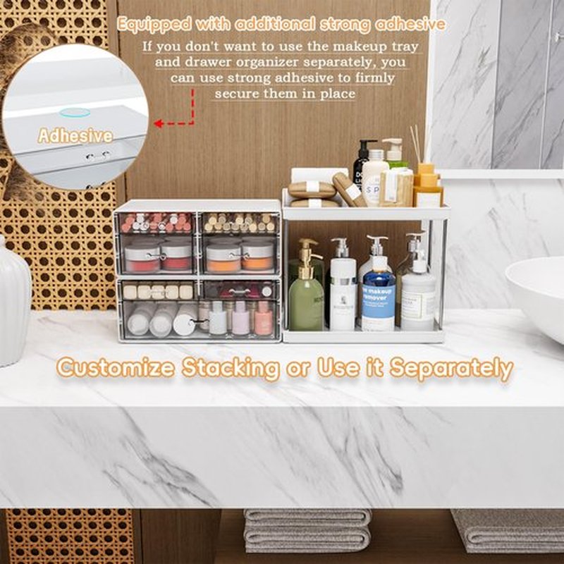 3 Pack Clear Bathroom Counter Organizers and Storage - Stackable Design,19.1" Tall Large Capacity - Suitable as Makeup Organizers,Vanity Perfume Organizer,Dresser Top Organizer for Bedroom