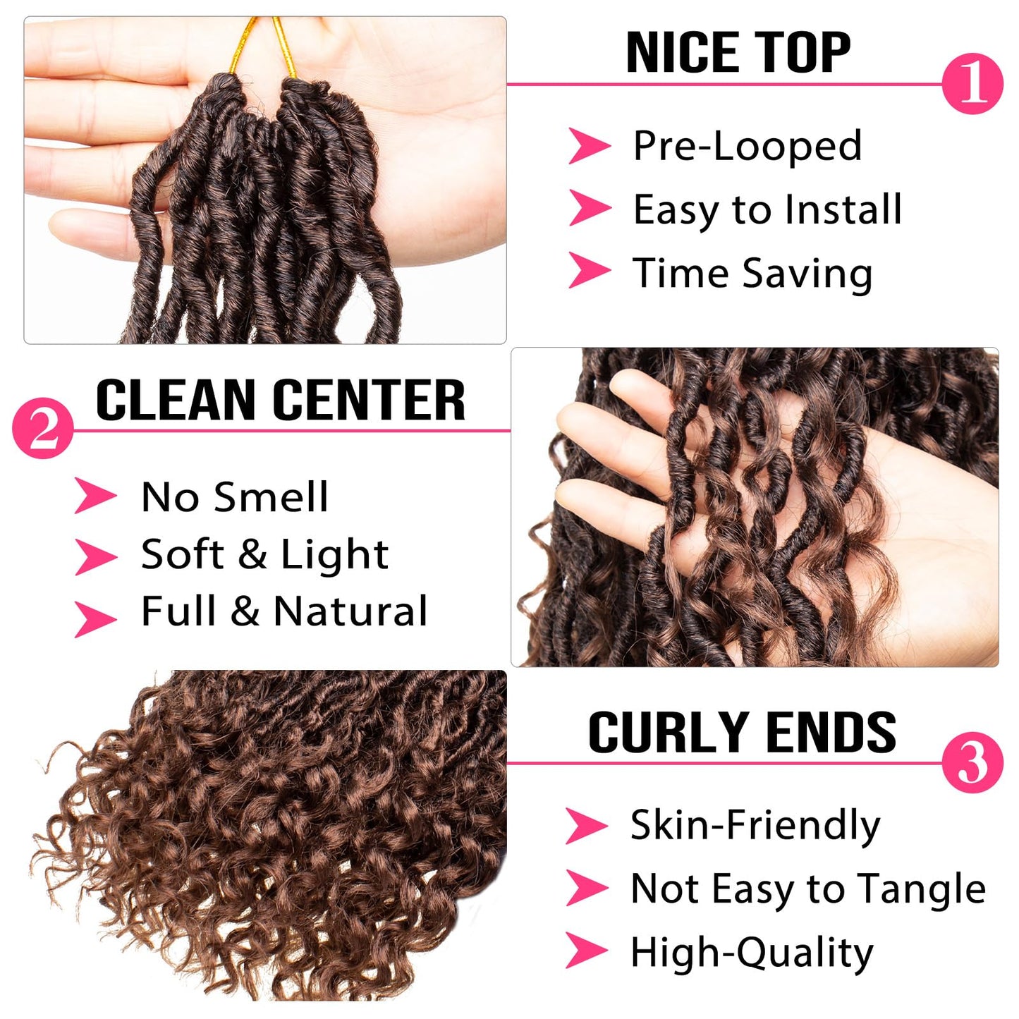 RuiYok Goddess Locs Crochet Hair 12 Inch 8Packs Ombre Faux Locs Crochet Hair with Curly Ends Pre-looped River Locs Crochet Hair Boho Hippie Locs Synthetic Hair Extensions(#T30)