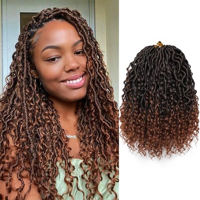 Goddess Locs Crochet Hair 12Inch 6Packs Curly Faux Locs Crochet Hair River Locs Goddess Wavy Crochet With Short Curly Hair Bohemian Hippie Locs Crochet Braids Synthetic Hair Extension For Black Women