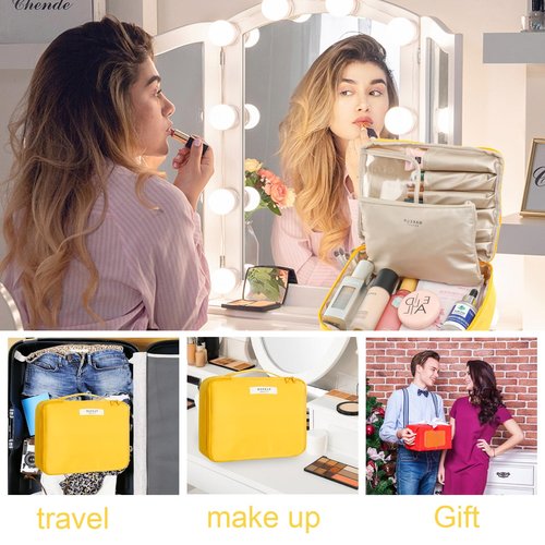 Travel Makeup Bag Cosmetic Bag Makeup Bag Toiletry bag for women and men (Yellow)
