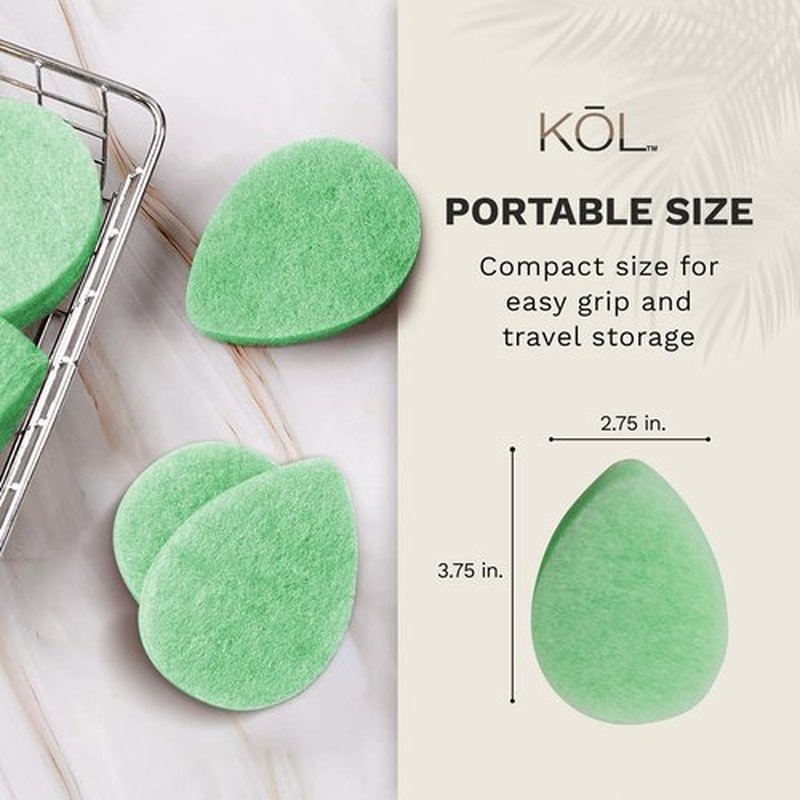 KOL Face Scrubber, Cucumber Infused Exfoliating Facial Cleansing Pads, Disposable Exfoliator Face Sponge for Daily Face Cleaning and Makeup Removal, 6 Count