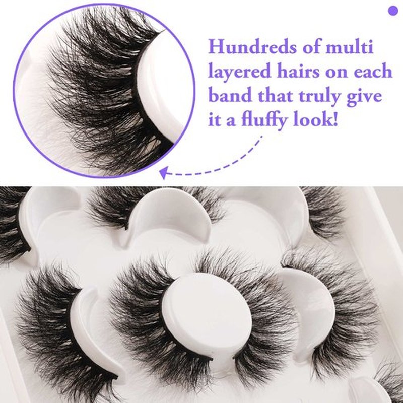 JIMIRE False Eyelashes Fluttery Mink Lashes Pack Fluffy Wispy Crisscross Volume Lashes for Baby-doll Look