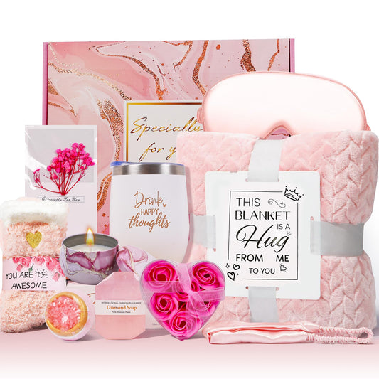 Birthday Gifts for Women, Gift Baskets for Women, Self Care & Get Well Soon Gifts, Rose Relaxing Spa Gift Baskets, Unique Gift Baskets for Mom Girlfriend Sister Wife Grandma