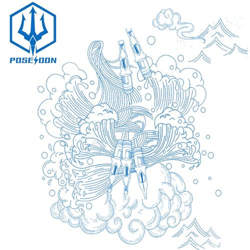 POSEIDON V3 Tattoo Cartridge Needles 50PCS Mixed Size Steriled Needles with Membrane Safety Cartridges-1201RL, 1203RL, 1205RL, 1207RL, 1209RL