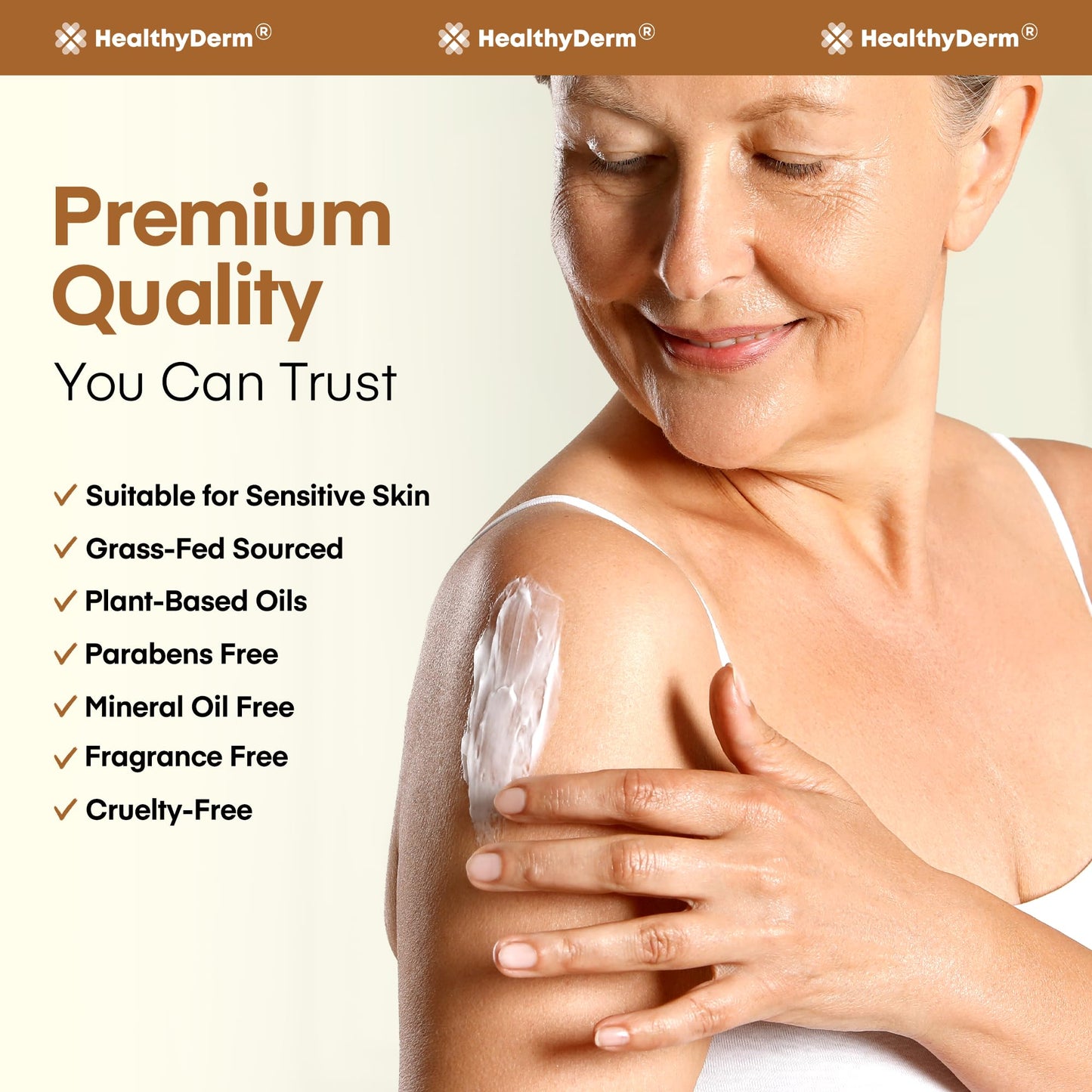 Beef Tallow Body Lotion for Skin: Grass-Fed Daily Moisturizing Cream for Dry, Mature & Crepey Skin, Fast-Absorbing, Non-Greasy, Fragrance-Free Moisturizer with Aloe & Shea Butter, 10 fl oz
