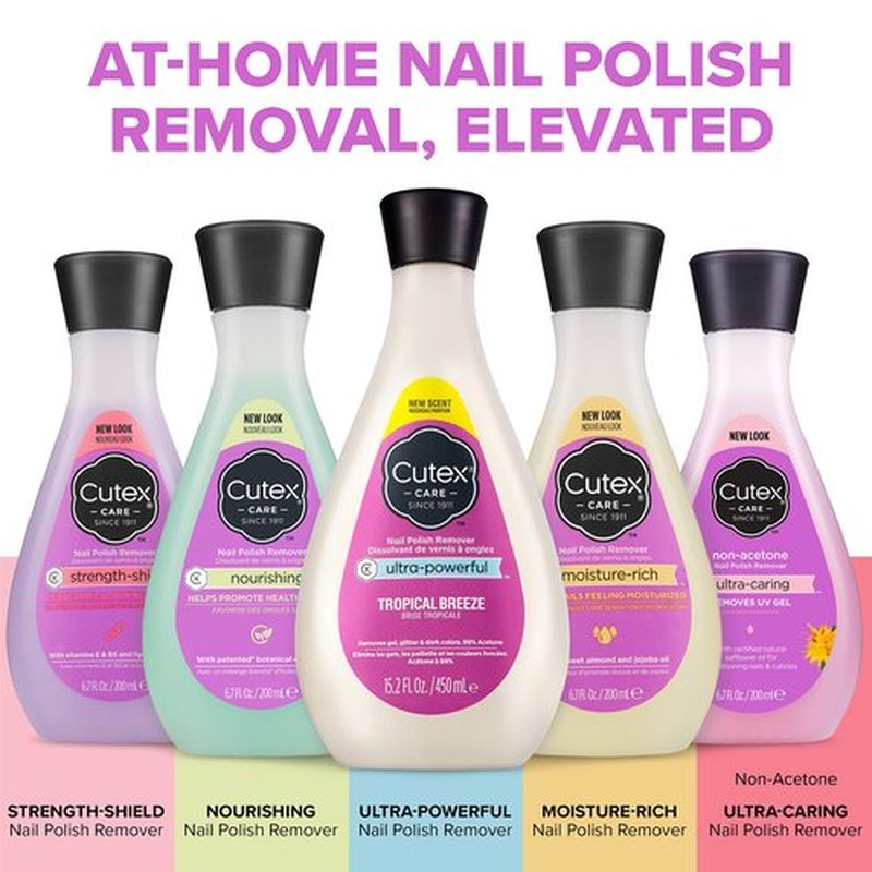 Cutex Gel Nail Polish Remover, Ultra-Powerful & Removes Glitter and Dark Colored Paints, Tropical Breeze Scent, 15.2 Fl Oz (Pack of 2)