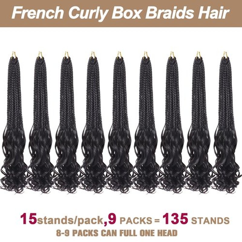 COOKOO 9 Packs 135 Strands French Curl Crochet Braids 14 Inch Natural Black Pre Looped French Curly Braiding Hair for Women Goddess Braids Hair with Curly Wavy Ends Synthetic Hair Extensions 1B#