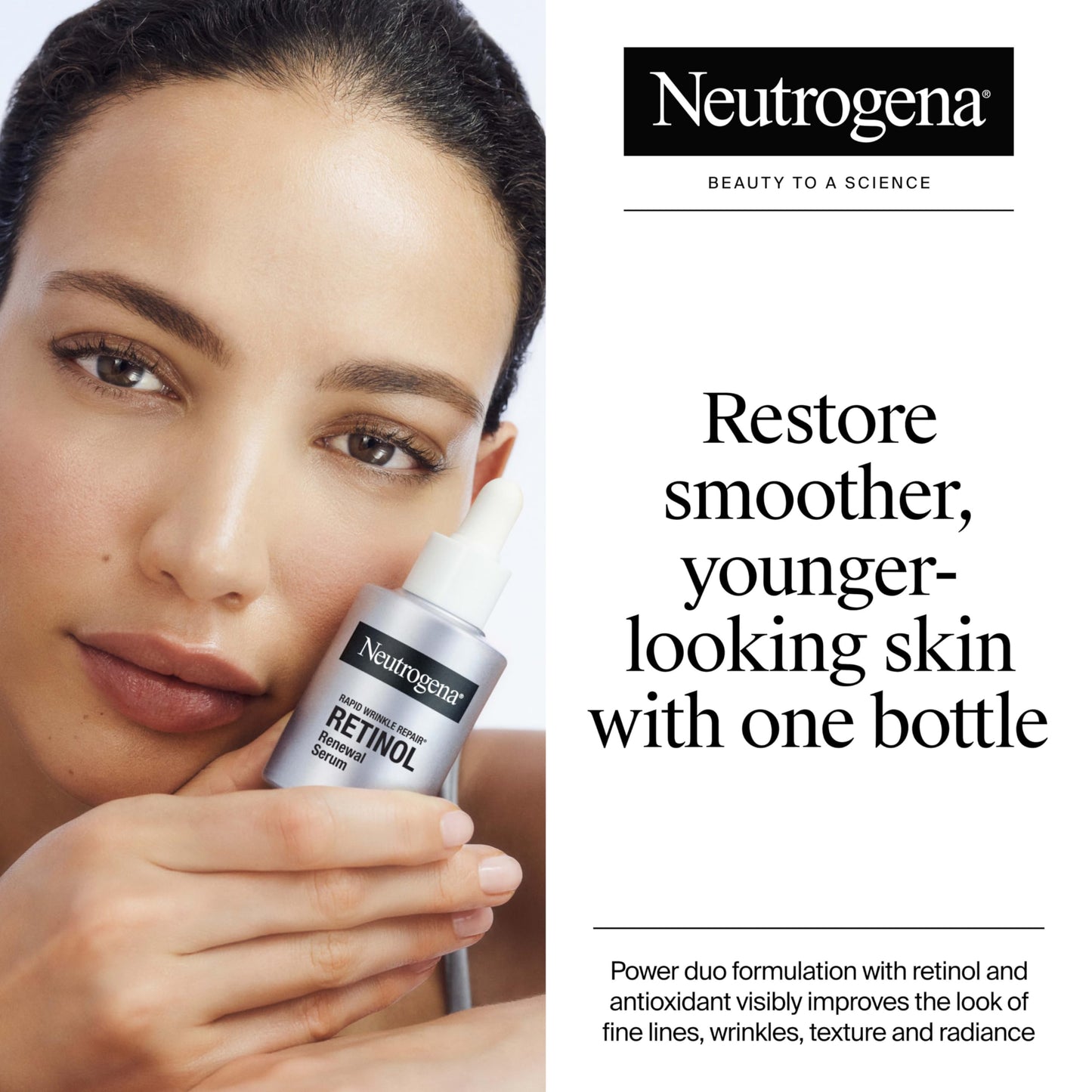Neutrogena Rapid Wrinkle Repair Retinol Renewal Serum, Lightweight Anti-Aging Facial Serum with Pure Retinol & Antioxidants to Improve Wrinkles, Dullness & Dark Spots, 1 fl oz