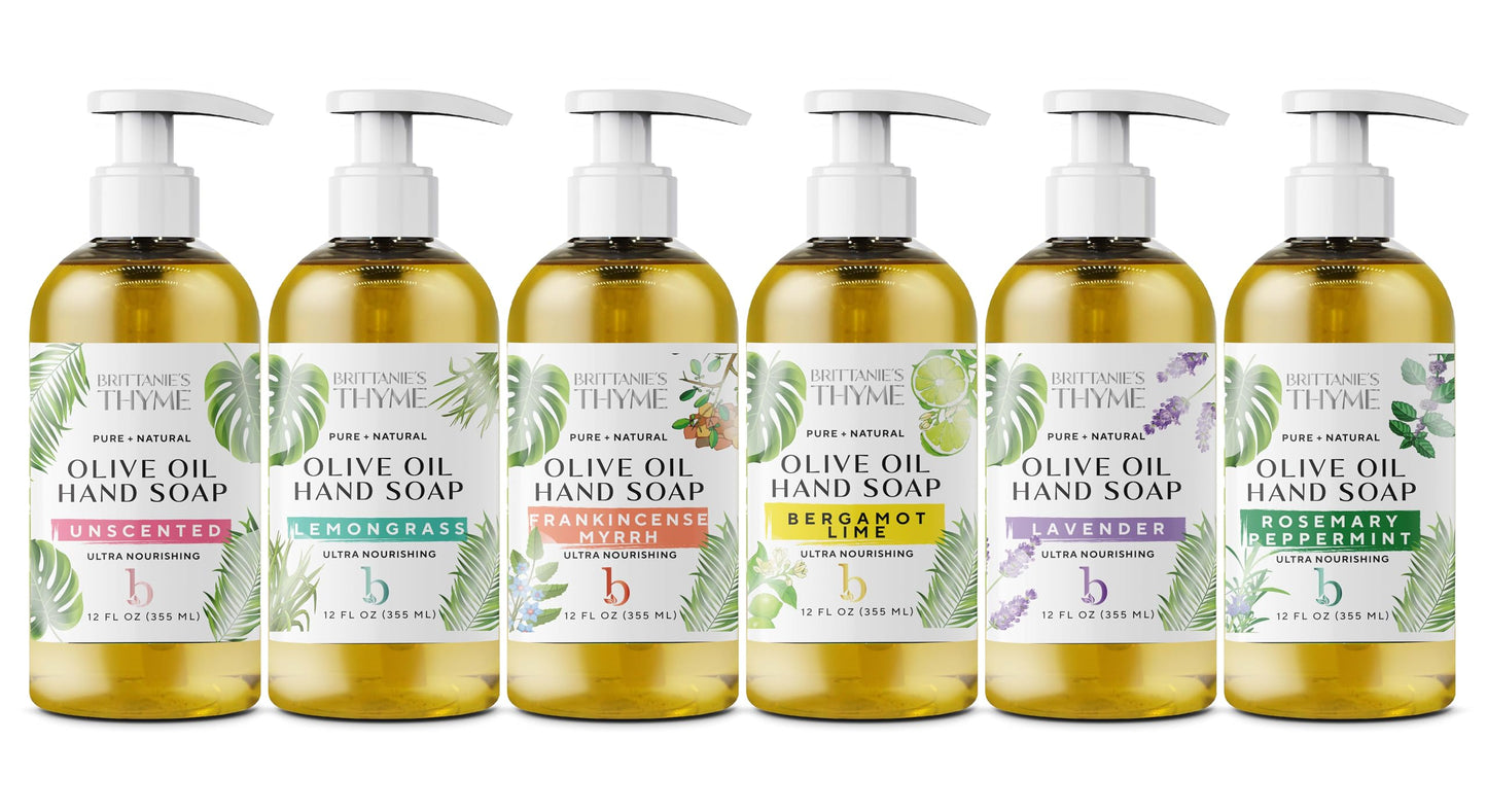 Brittanie’s Pure Castile Liquid Soap Refill, Rosemary/Lavender/Frankincense, 12 Ounce Pack of 3 | Dish Soap, Hair & Body, Home, Gentle and Pure, Made with Natural Luxurious Oils, Vegan & Gluten Free