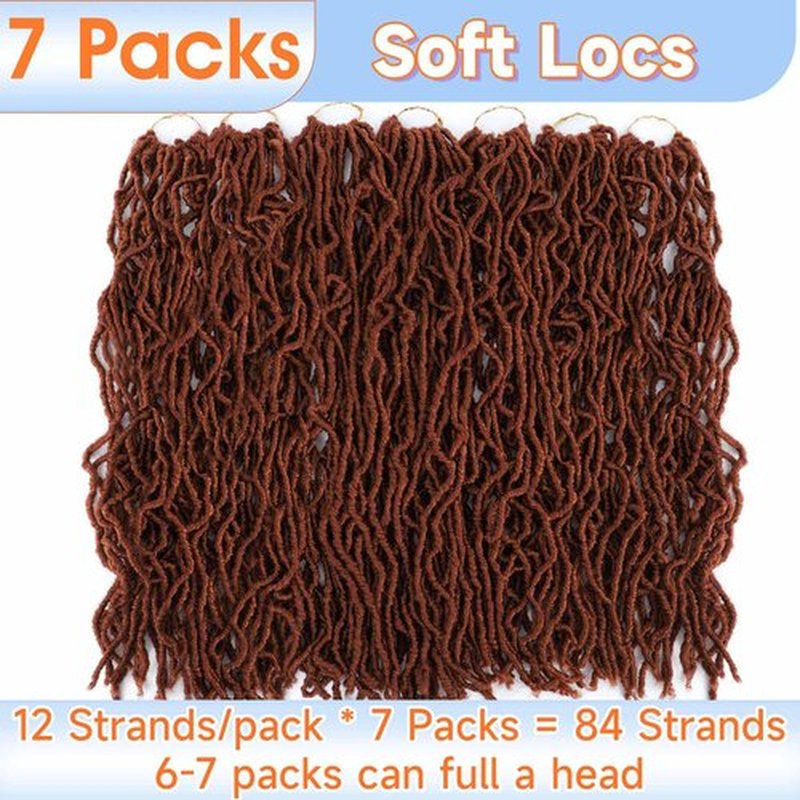 Ginger Faux Locs Crochet Hair 22 Inch 7 Packs Soft Locs Copper Red Crochet Faux Locs Pre Looped Loc Hair Crochet Braids For Black Women(22inch, 7 Packs, 350#)