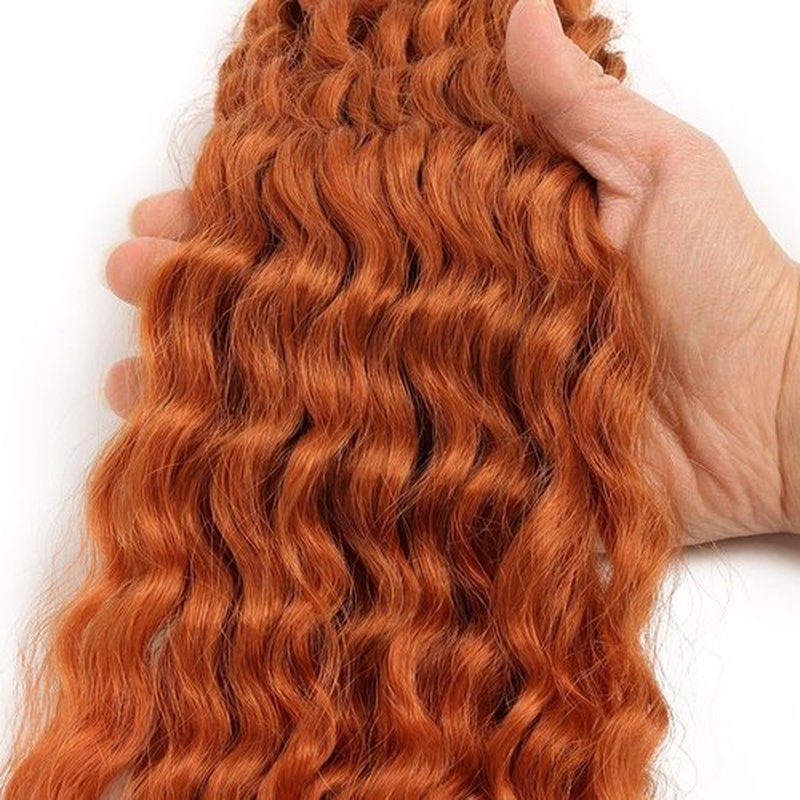 Ocean Wave Crochet Hair 22inch, Orange Curly Braiding Crochet Hair, Synthetic Wavy Crochet Hair Extensions for Women 6packs # 30/145T