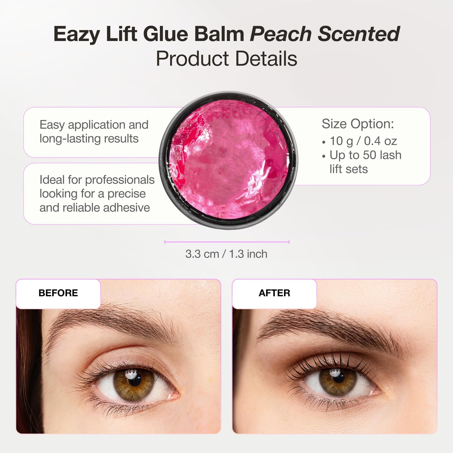 Curacoro Eazy Lash Lift Glue Balm 10g 2-in-1 Lash Lift Adhesive, Peach