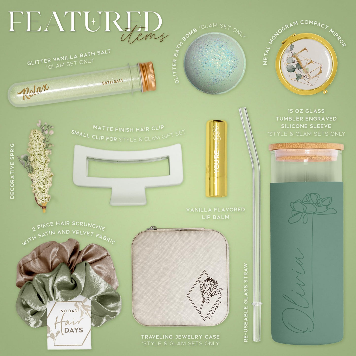Personalized Will You be My Bridesmaid Gift Box - Will You Be My Maid of Honor Proposal Box, Matron of Honor Proposal or Custom Jr Bridesmaid Gift Set | Sage Green, Engraved Tumbler, Spa Set (BE1)