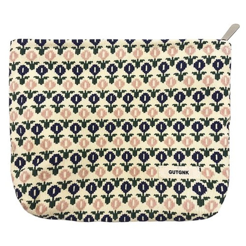 GUTGNK Corduroy Ladies Cosmetic Bag, Large Capacity Canvas Cosmetic Bag Travel Toiletry Bag Accessories Organizer, Small Blue Flowers
