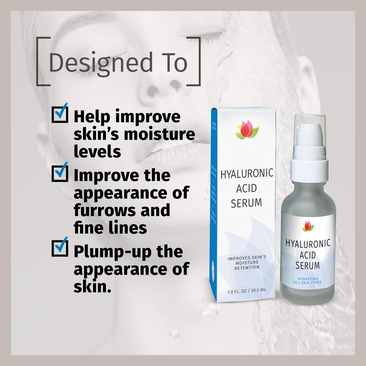 Reviva Labs Hyaluronic Acid Serum for Face and Neck - Moisturizing, Nourishing, and Hydrating Serum Acido Hialuronico - Face Serum for Women, 1 Fl Oz