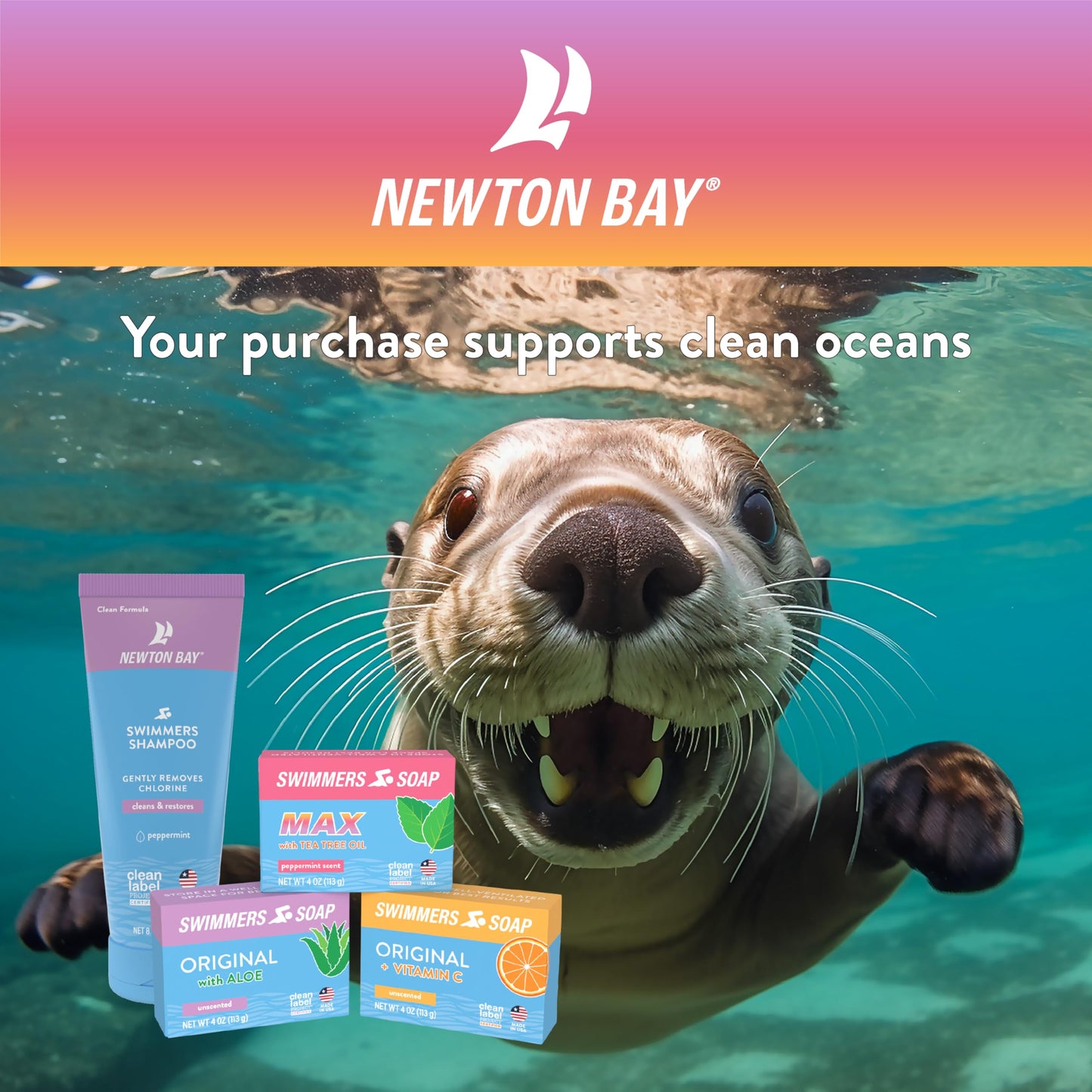 Newton Bay Swimmers Soap | All Natural Body and Face Wash Soap Bar | Gently Washes Away Chlorine After Swimming | Revitalizes Sensitive Skin
