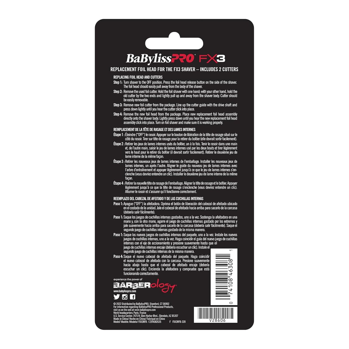 BaBylissPRO FX3 Professional High- Speed Replacment Double Foil Shaver Head with 2 Cutters