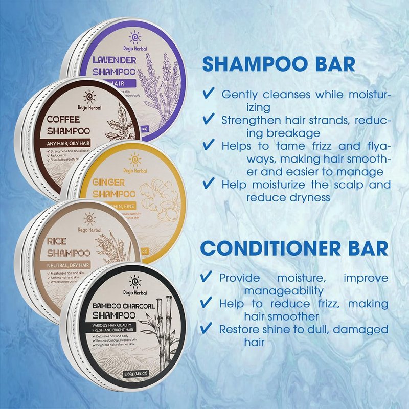 Ginger & Charcoal Body Wash and Shampoo Bar Gift Set | 5 Pcs for All Hair Types & Skin Types