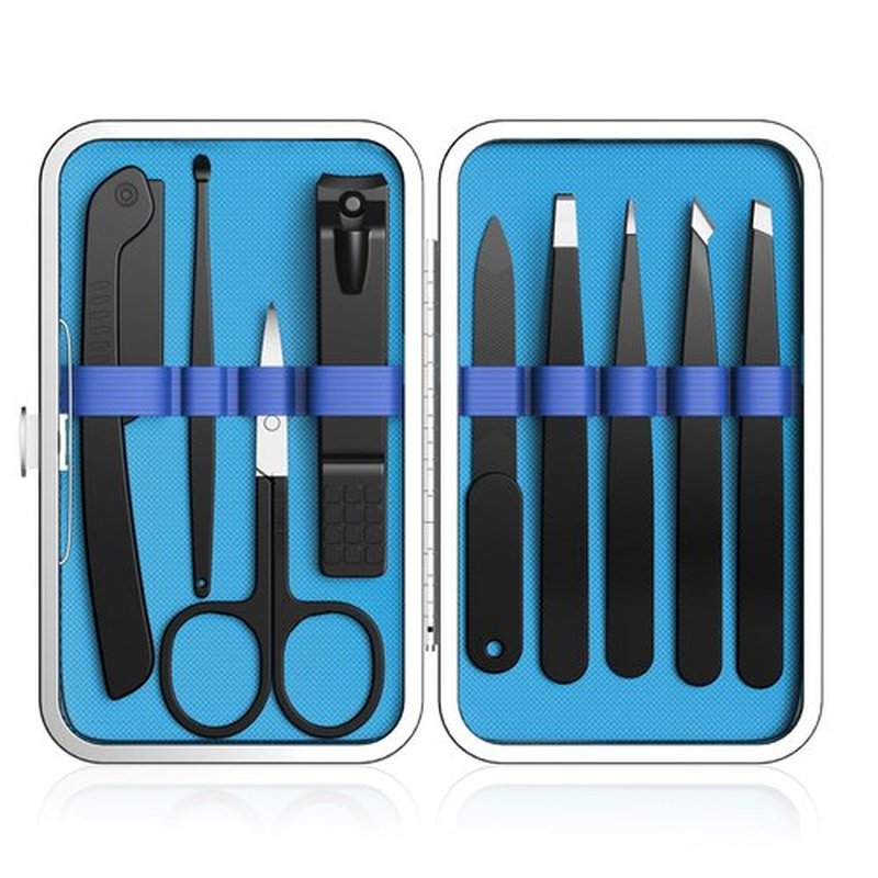 Yougai Tweezers Set and Nail Clipper, Tweezers Set for Men/Women, 9PCS Professional Stainless Steel Tweezers Kit with Leather Travel Case