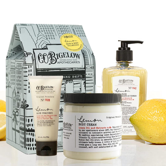 C.O. Bigelow Apothecary Lemon Bath & Body Care Gift Set - Soap, Hand Treatment & Cream | Set of 3
