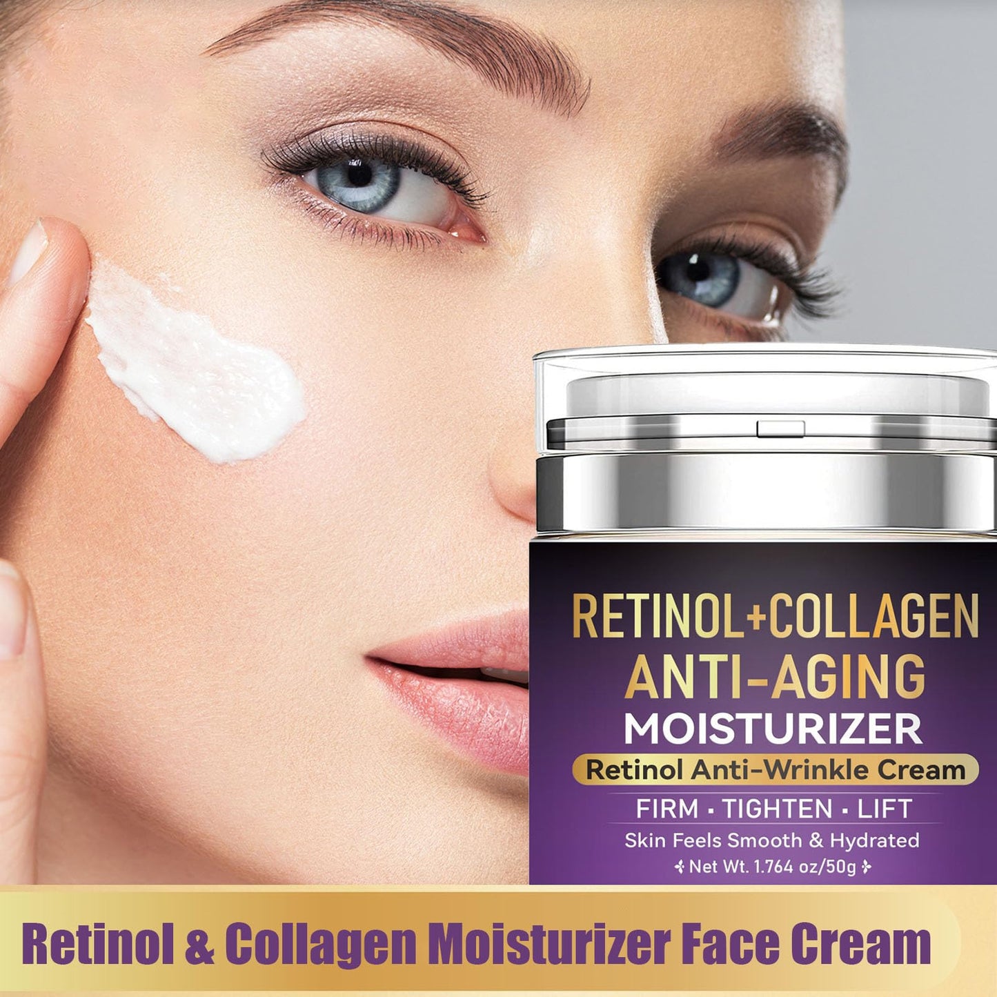 Retinol & Collagen Moisturizer Face Cream, Retinol Cream for Face with Hyaluronic Acid for Anti Aging & Wrinkle Repair Day & Night Moisturizer for Wrinkles Firming & Lifting 1.76 Fl Oz
