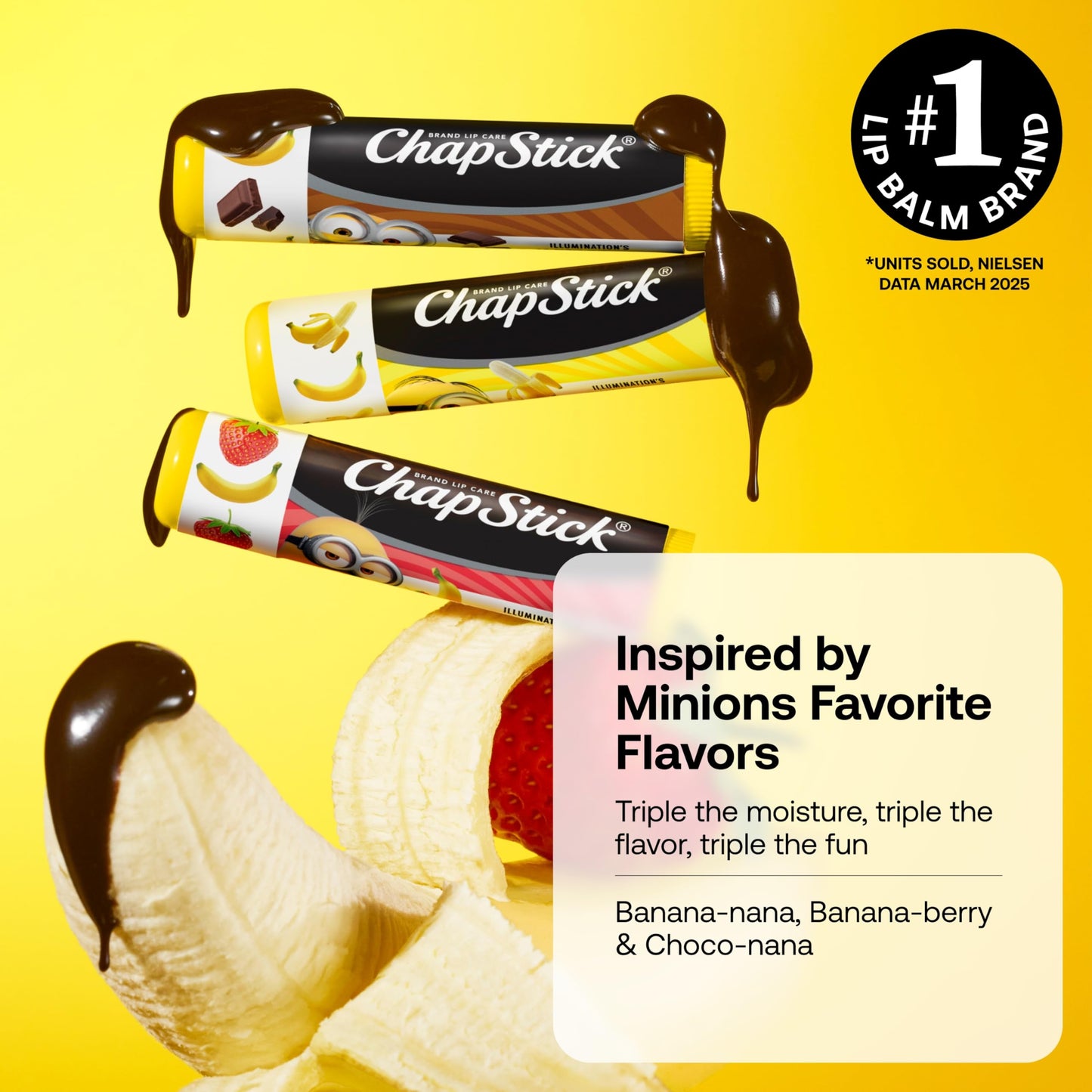 ChapStick Lip Balm, Minions Banana Variety Pack (9 Sticks), Party Favors for Kids, 0.15 Oz Ea