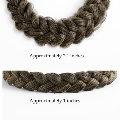 STHEJFB Braid Headband 2 3 Strands combinations Messy Wide Chunky Fluffy Elastic Stretch Hairpiece Braided Headband Women Girl Beauty accessory (Dark brown blonde)