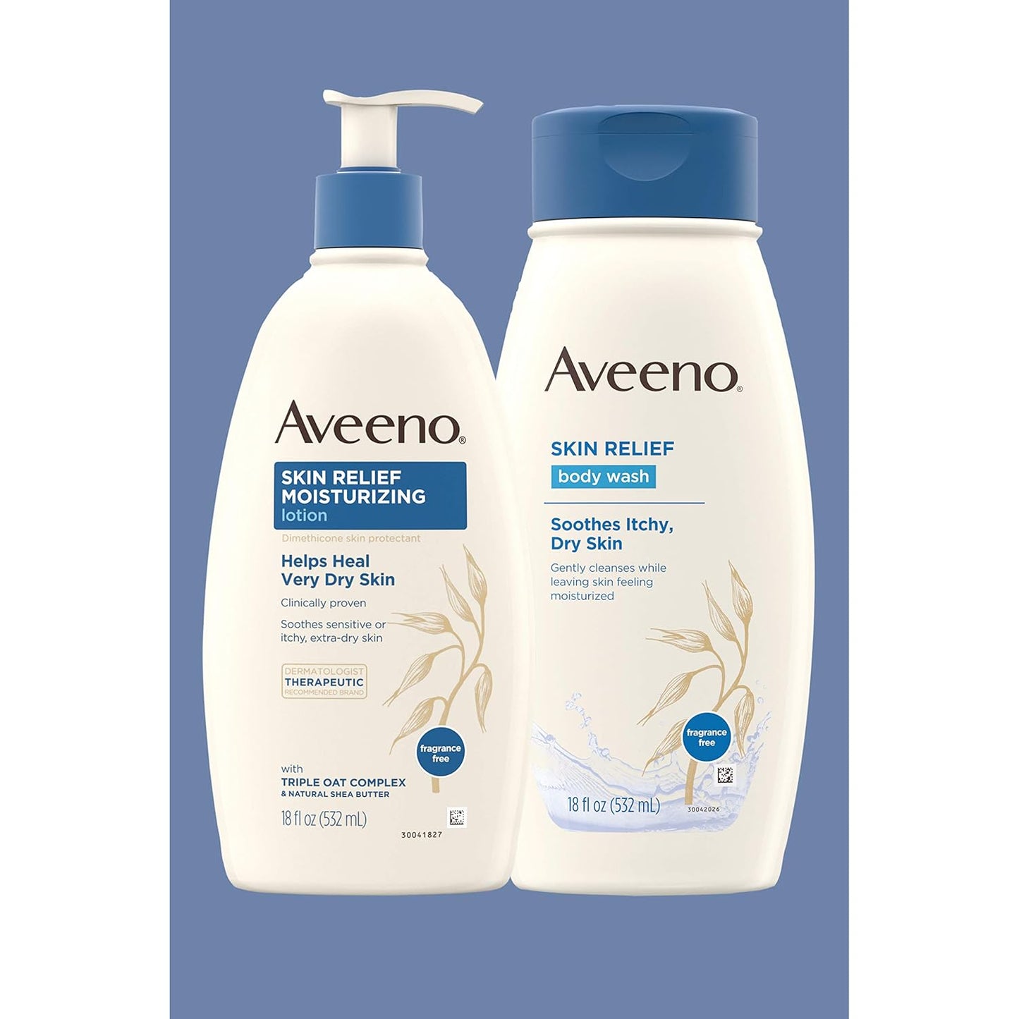 Aveeno Skin Relief Fragrance-Free Moisturizing Lotion for Sensitive Skin, with Natural Shea Butter & Triple Oat Complex, Unscented Therapeutic Body Lotion for Itchy, Extra-Dry Skin, 18 fl. oz