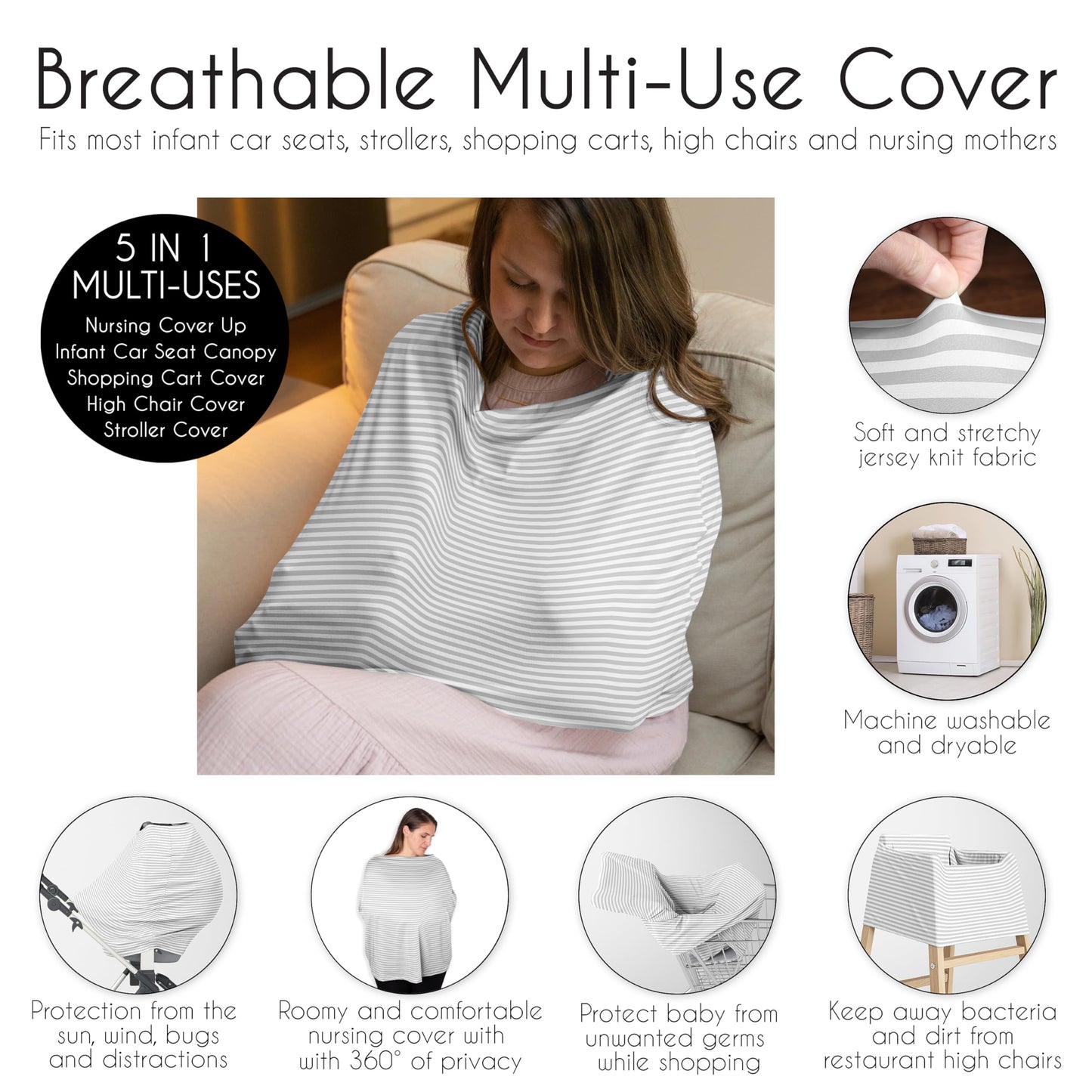 Sweet Jojo Designs Breastfeeding Postpartum Essentials 12pc Set (incl. Breast Milk Collector, Nipple Pads, Nursing Cover, Maternity Pajamas, Hot and Cold Breast Therapy Packs) Idea
