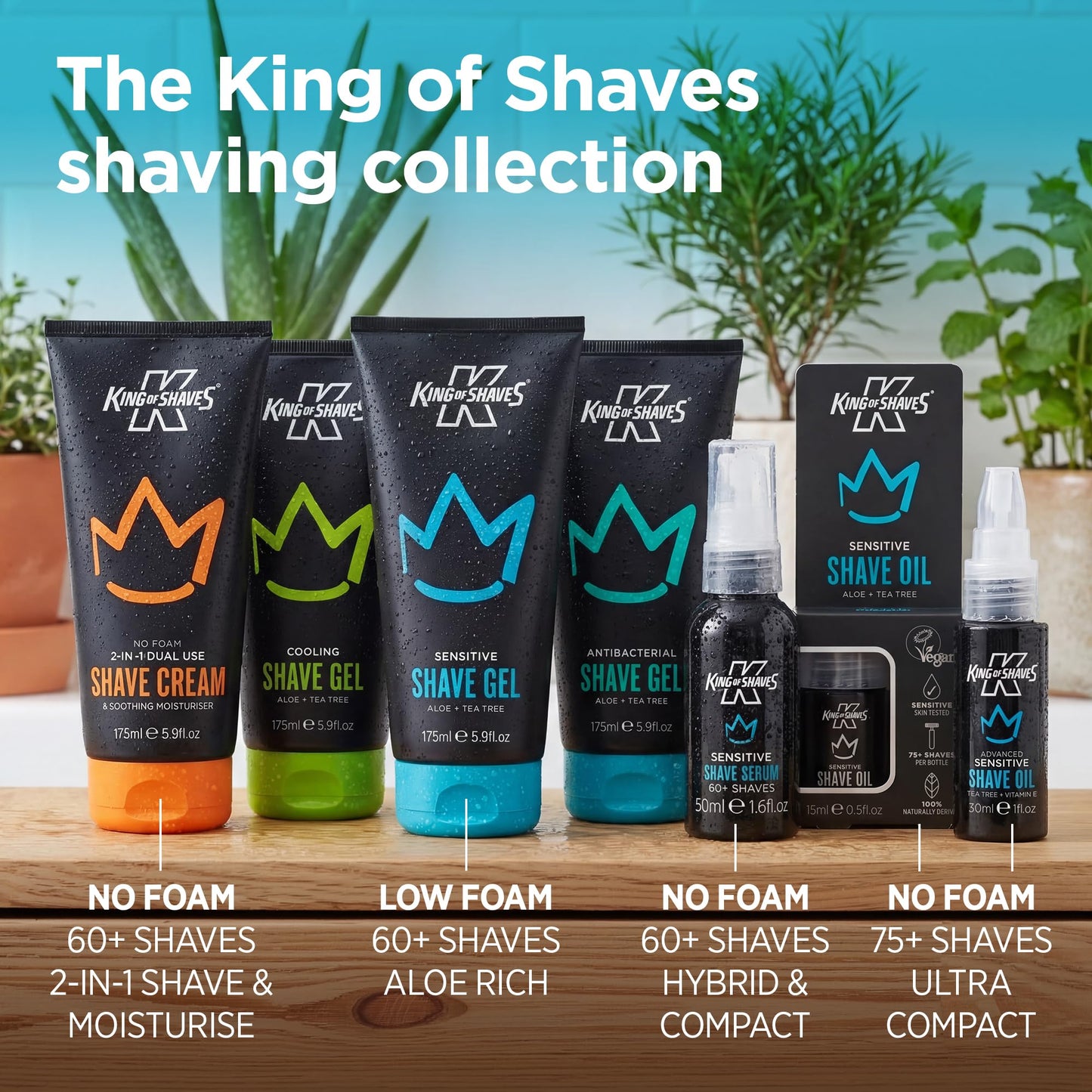 King of Shaves Sensitive Shave Gel for Men Quad Pack Low Foam Clear Shaving Gel for Sensitive Skin, Precision Beard Shaping, Helps Reduce Razor Burn, Aloe Vera & Vegan Formula 4 x 5.9 FL OZ