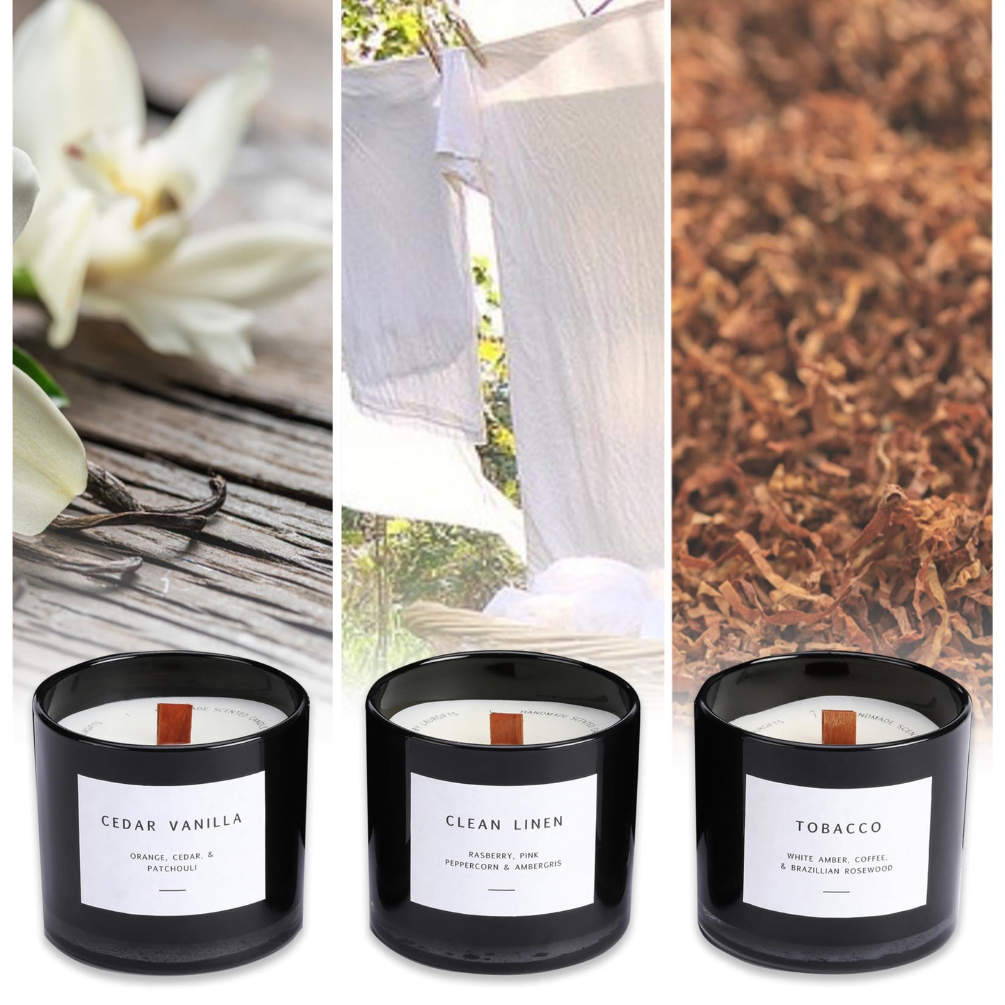 Scented Candles for Men – Masculine Candle Gift Set of 3 with Tobacco, Cedar Vanilla & Clean Linen – Luxury Navy Candles Gift Box, Birthday & Valentine’s Gifts for Men, Candles for Boyfriend