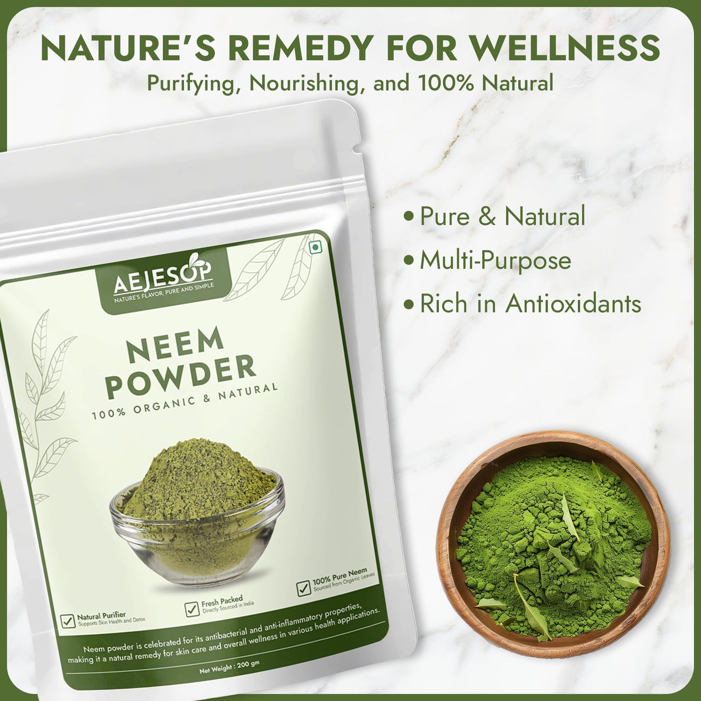 AEJESOP Neem Leaf Powder (Azadirachta Indica), 7oz(200g)