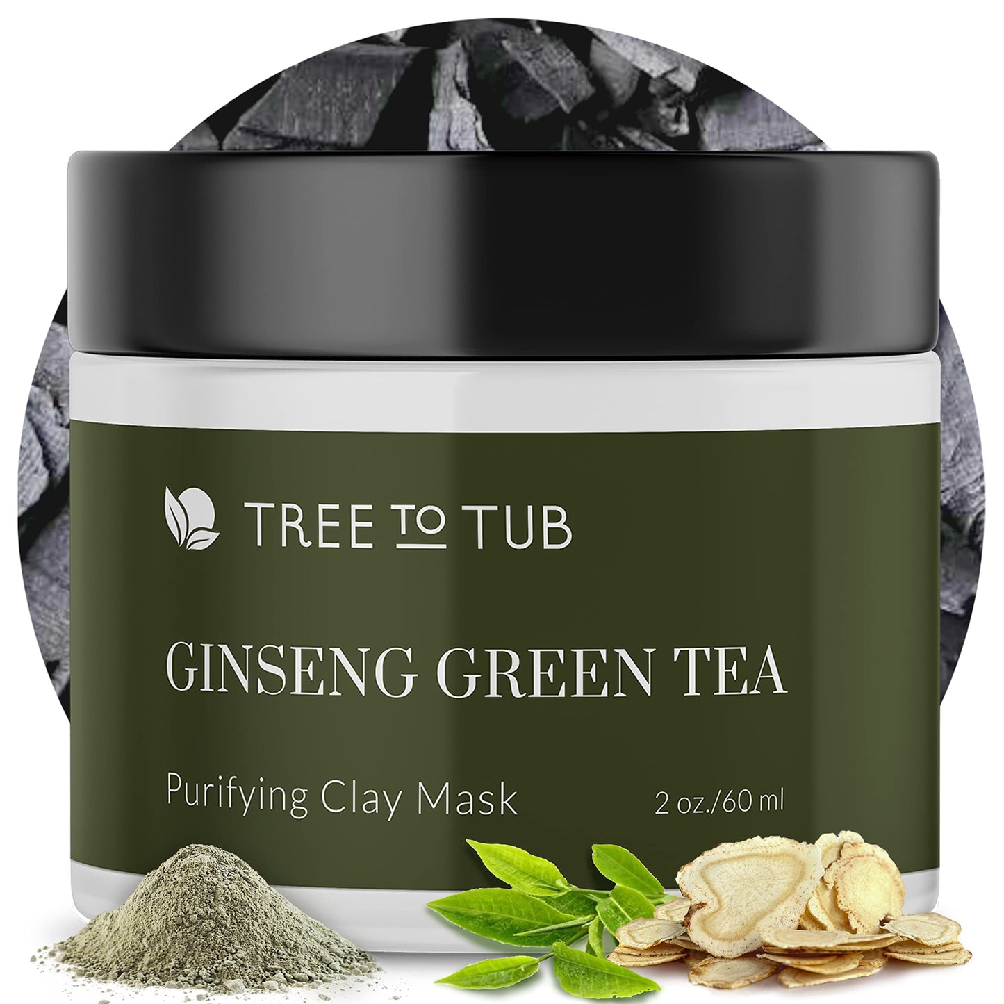 Tree To Tub Bentonite Clay Face Mask for Dry, Oily, Sensitive Skin - Exfoliating & Pore Cleansing Activated Charcoal Mud Mask for Women & Men, Moisturizing Facial Mask w/Vitamin C, Green Tea, Pumpkin